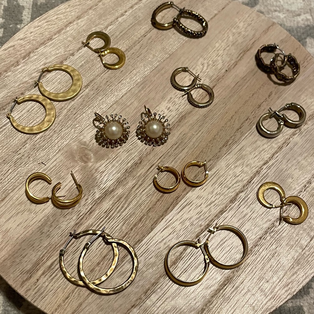 Gold Hoop Earring Set of 12